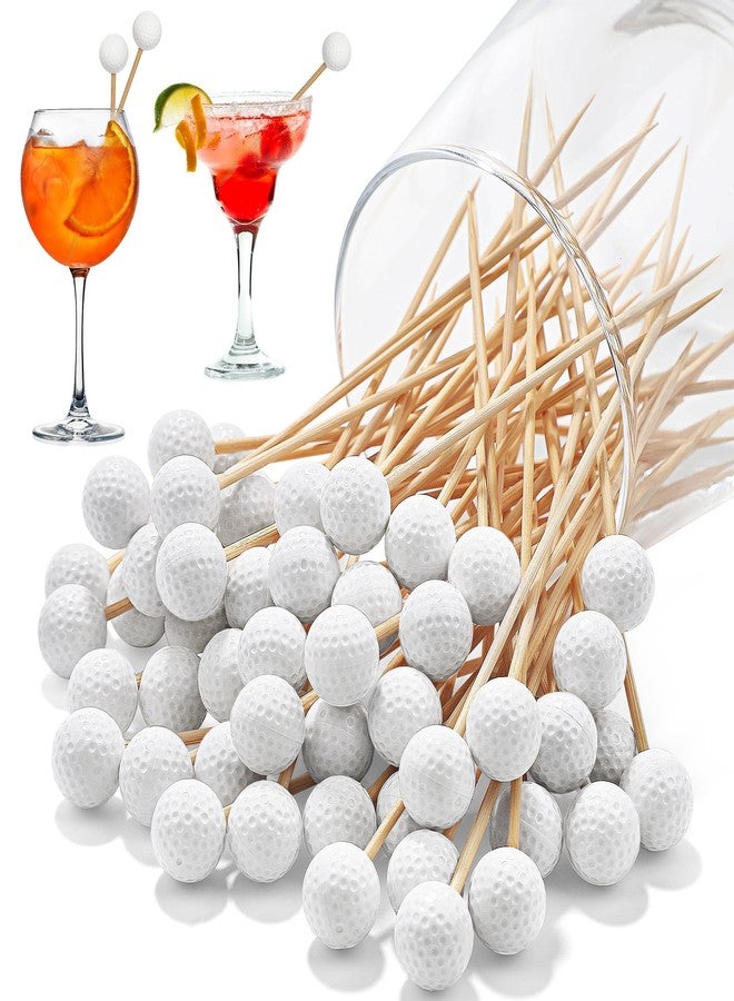 Aodaer 100 Pieces Golf Toothpicks 4.72 Inch Golf Skewers Golf Cocktail Picks Golf Fruit Picks Decorative Toothpicks for Appetizers Cocktail Garnish Sports Party Supplies, White - Image 1